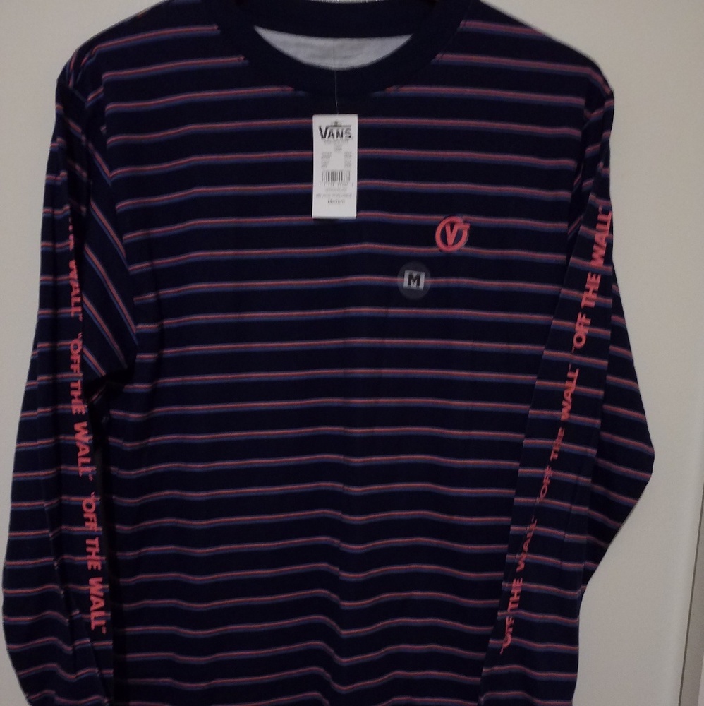 Vans Red & Blue Striped Navy Long Sleeve